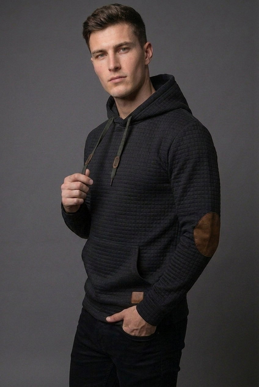 Drawstring Checkered Hooded Jumper Casual Men