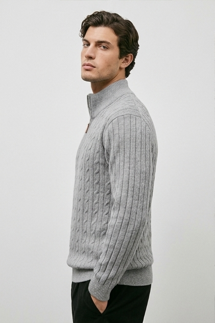 Cable Knit Quarter Zip Jumper Men