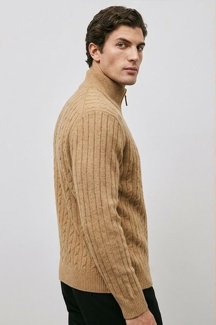 Cable Knit Quarter Zip Jumper Men