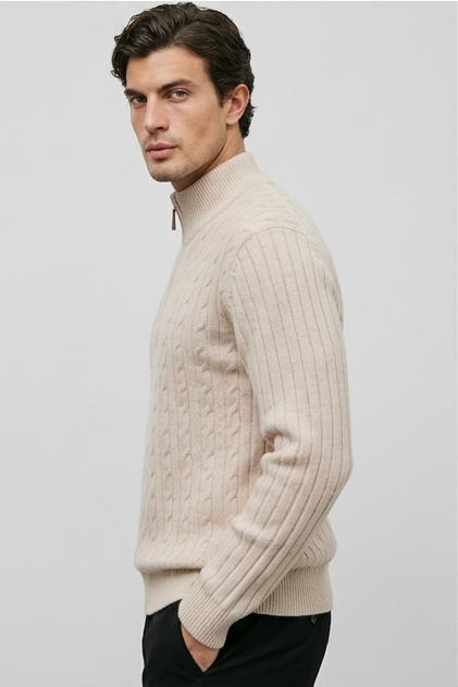 Cable Knit Quarter Zip Jumper Men