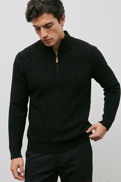 Cable Knit Quarter Zip Jumper Men