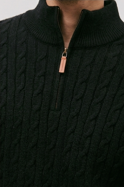 Cable Knit Quarter Zip Jumper Men