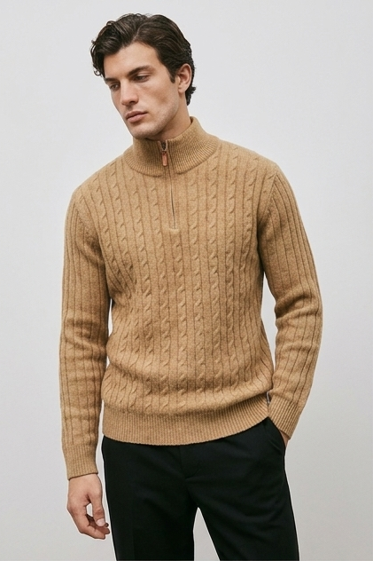 Cable Knit Quarter Zip Jumper Men
