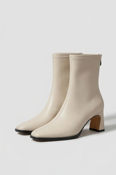 Women’s Vintage Square-Toe Ankle Boots with Heel