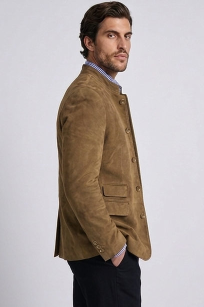 Stand Collar Button Smart Tailored Blazer Men