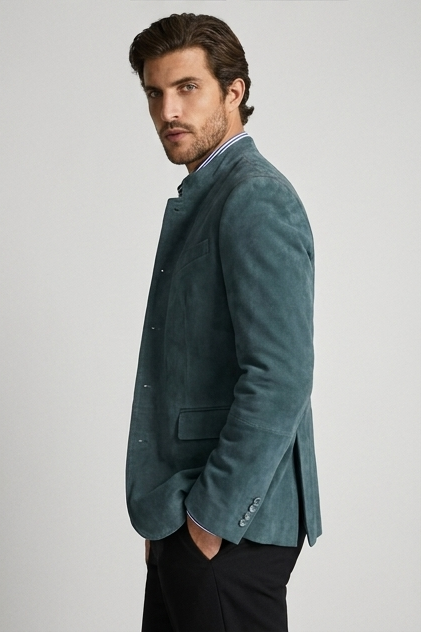 Stand Collar Button Smart Tailored Blazer Men