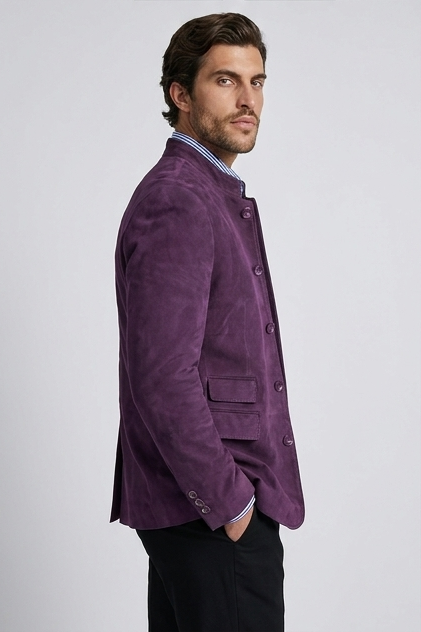 Stand Collar Button Smart Tailored Blazer Men