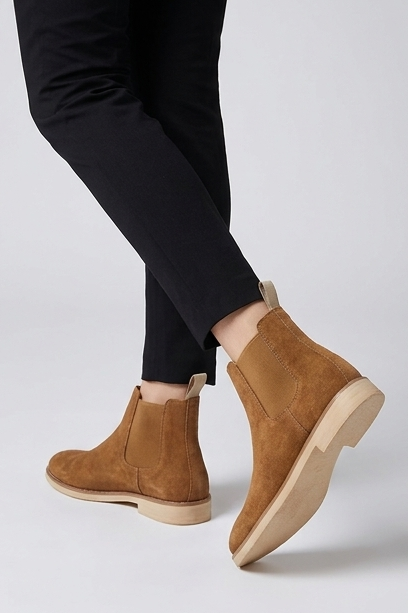Suede Chelsea Ankle Boots Pull Tab Men