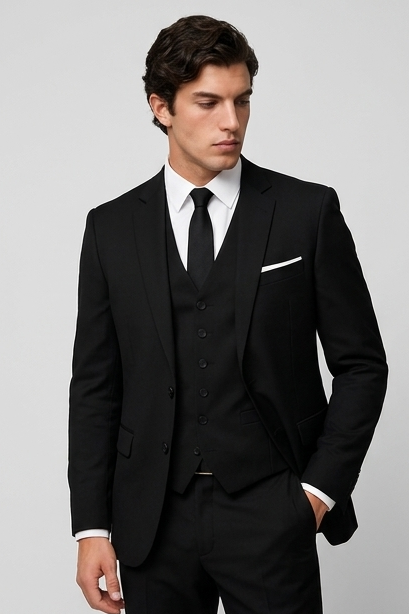 Slim Fit Three Piece Suit With Waistcoat Men