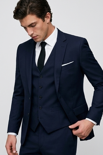 Slim Fit Three Piece Suit With Waistcoat Men