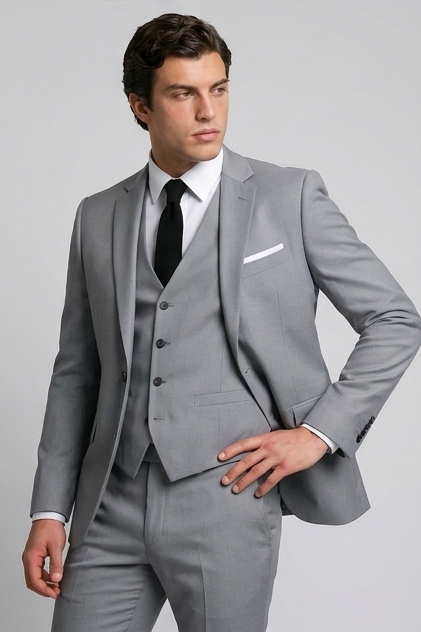 Slim Fit Three Piece Suit With Waistcoat Men