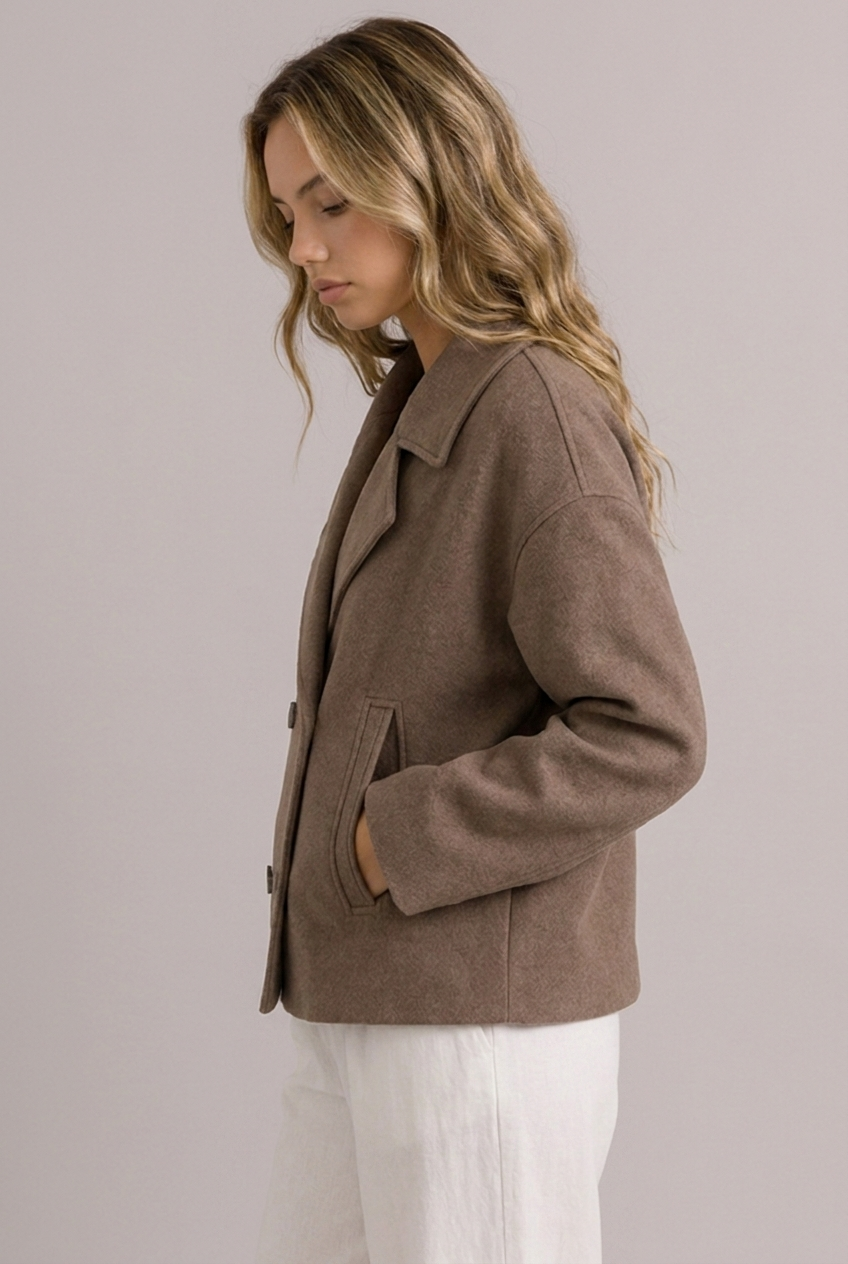 Structured Cropped Tailored Lapel Blazer Jacket Women