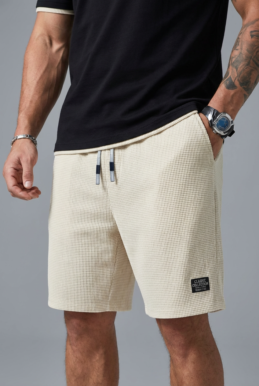 Men’s Lightweight Casual Textured Shorts Drawstring Waist