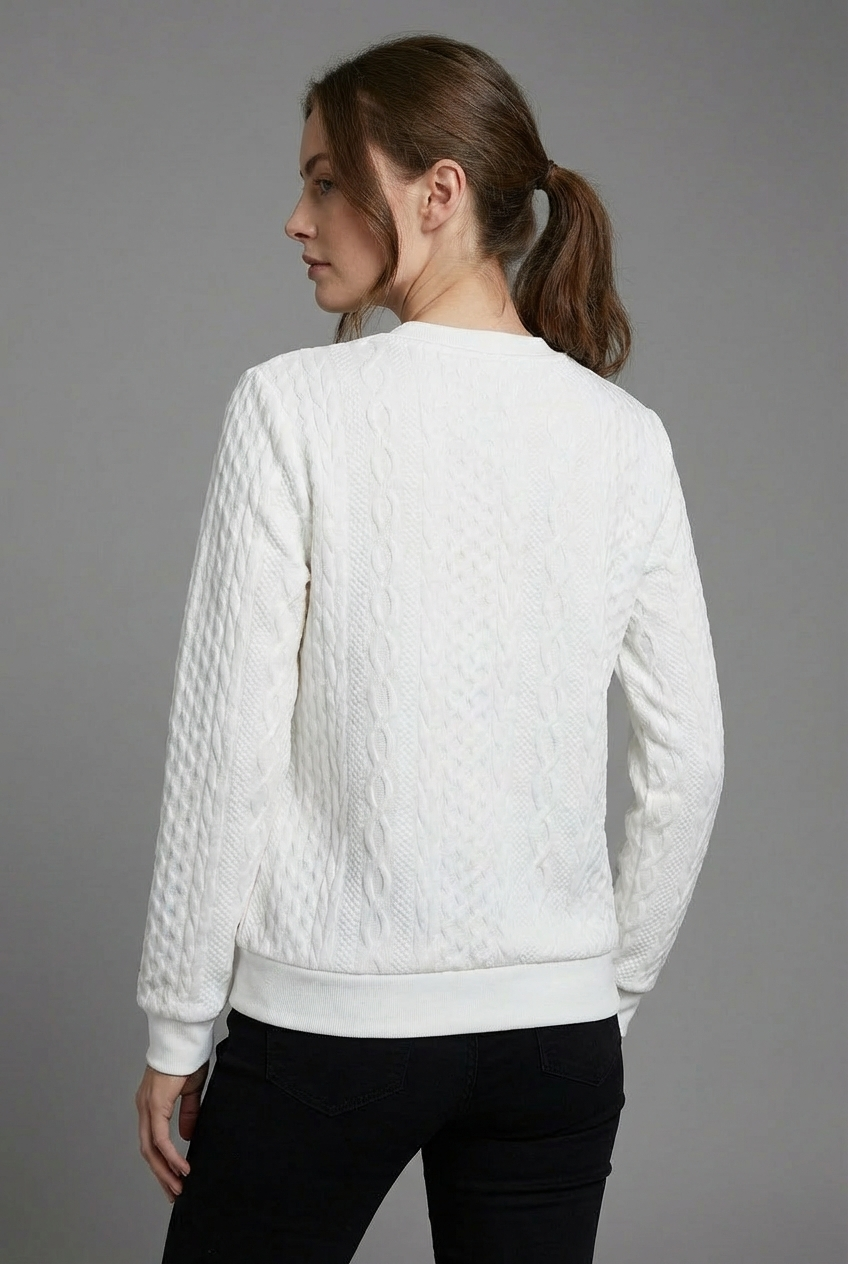 Women’s Cable Knit Quarter Zip Casual Everyday Jumper