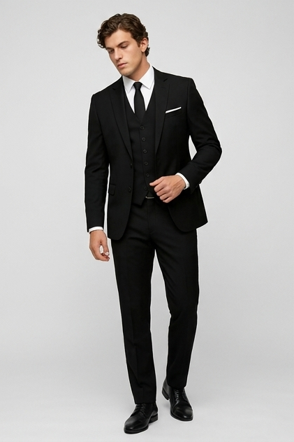 Slim Fit Three Piece Suit With Waistcoat Men