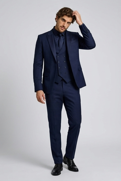 Slim Fit Three Piece Waistcoat Suit Set Men