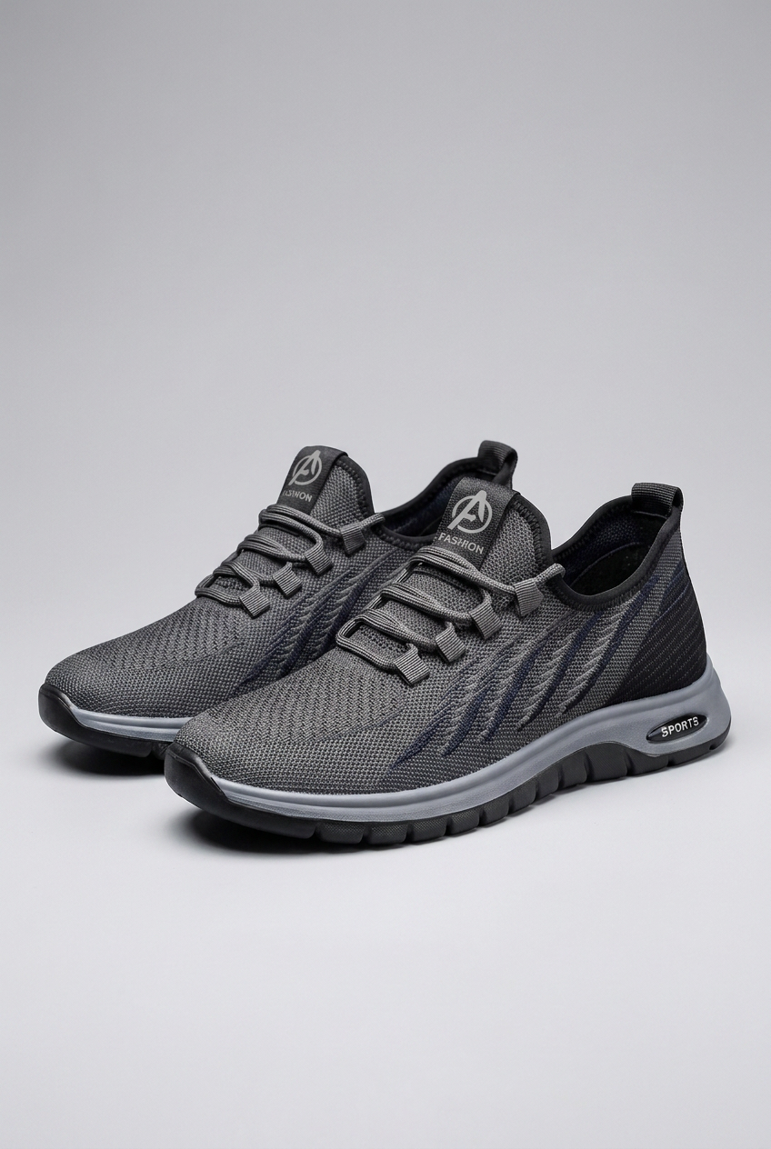 Lace-Up Mesh Panel Sports Trainers Men