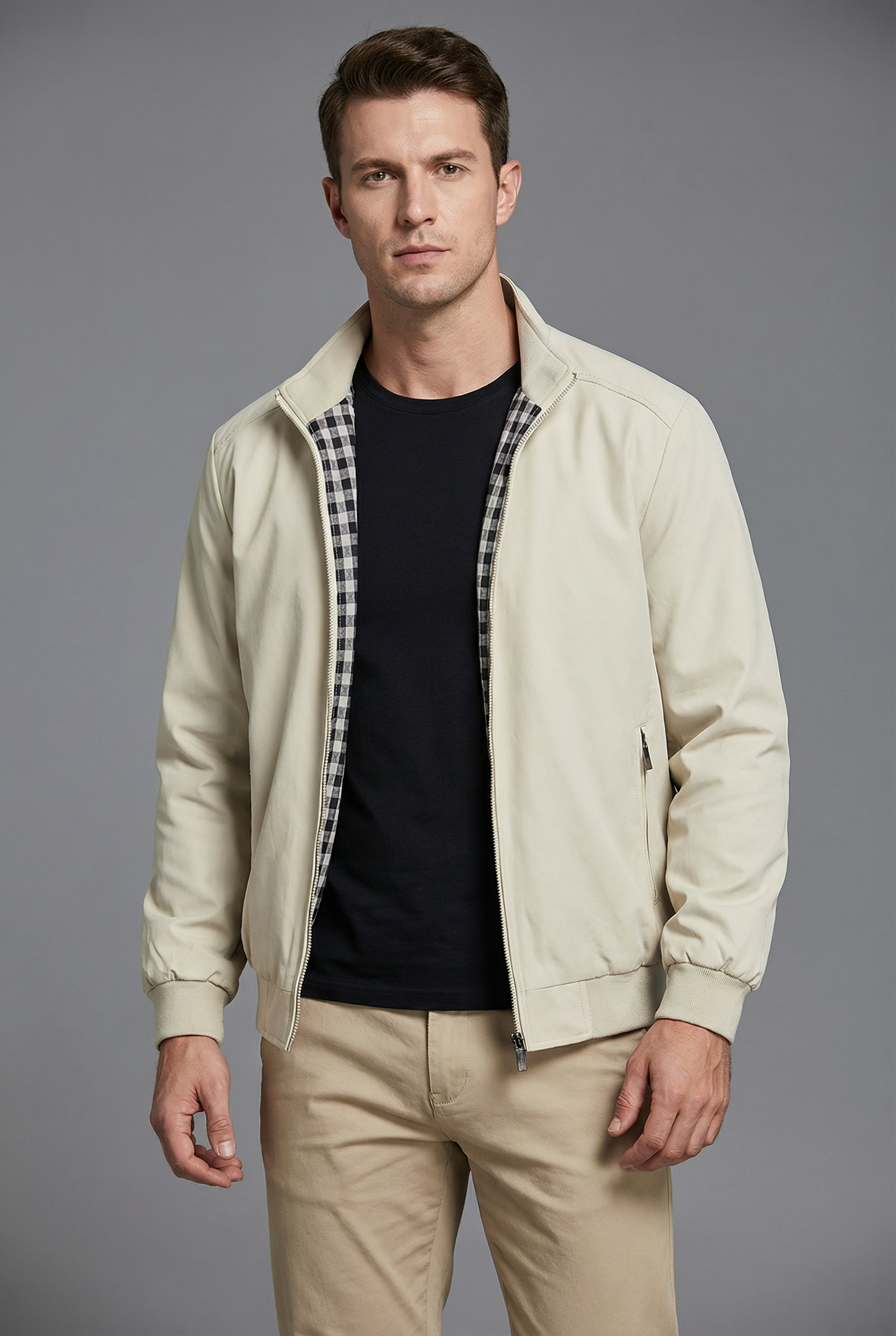 Men’s Trendy Spring Jacket Lightweight Casual Zip Outerwear