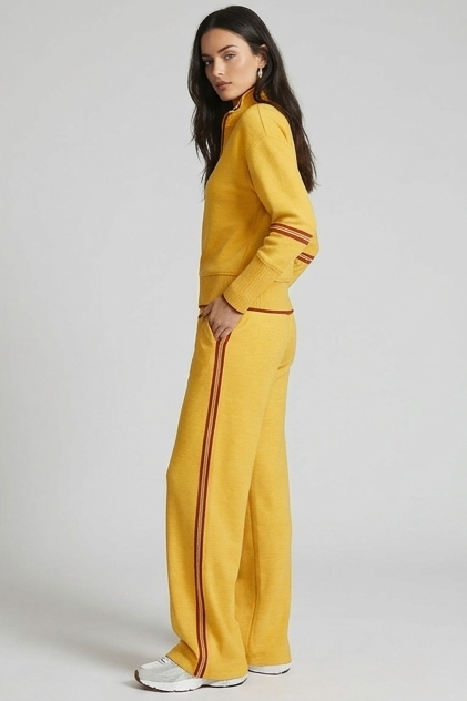 Half-Zip Tracksuit Co-Ord Set Wide-Leg Trousers Women