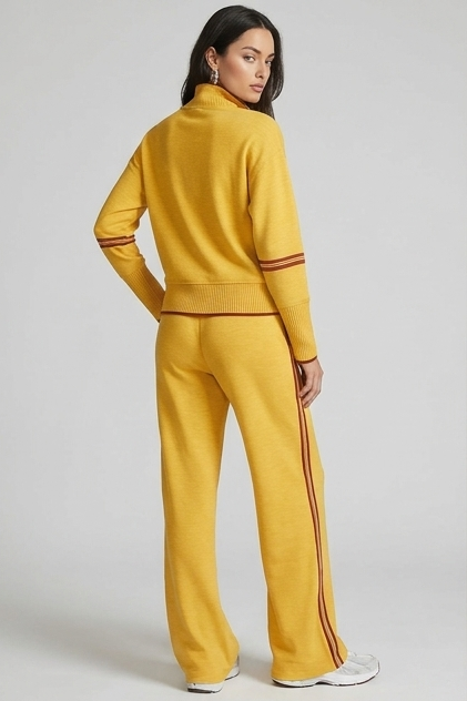 Half-Zip Tracksuit Co-Ord Set Wide-Leg Trousers Women