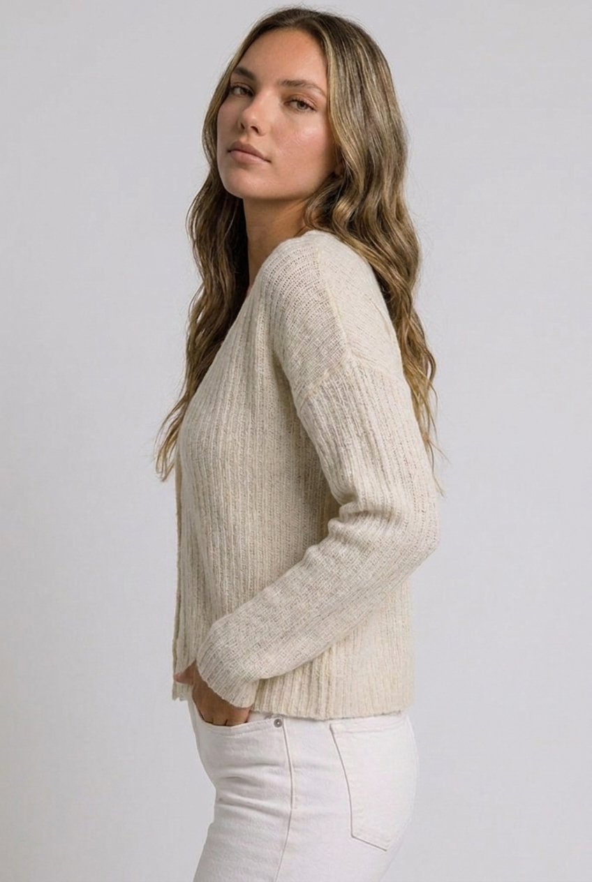 Lightweight V-Neck Buttoned Long Sleeve Cardigan