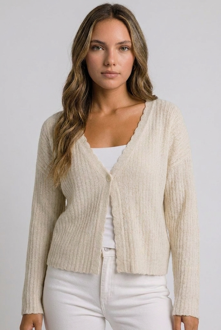 Lightweight V-Neck Buttoned Long Sleeve Cardigan