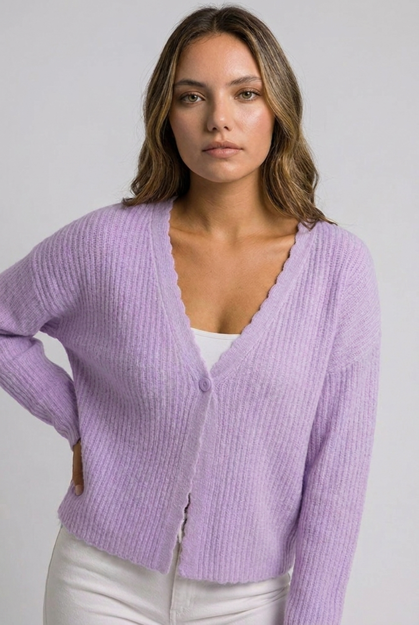 Lightweight V-Neck Buttoned Long Sleeve Cardigan