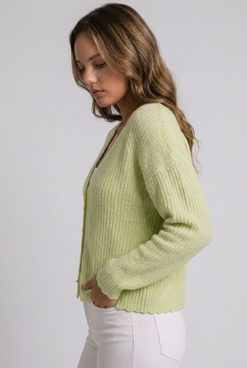 Lightweight V-Neck Buttoned Long Sleeve Cardigan