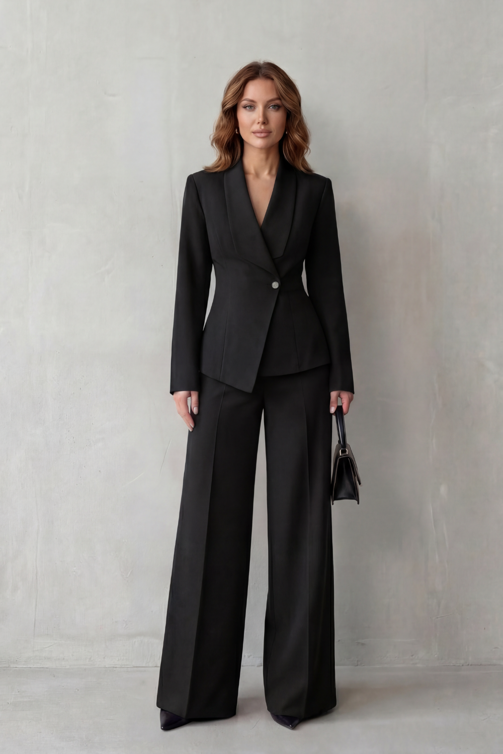 Tailored Blazer Wide Leg Trouser Suit Set Women