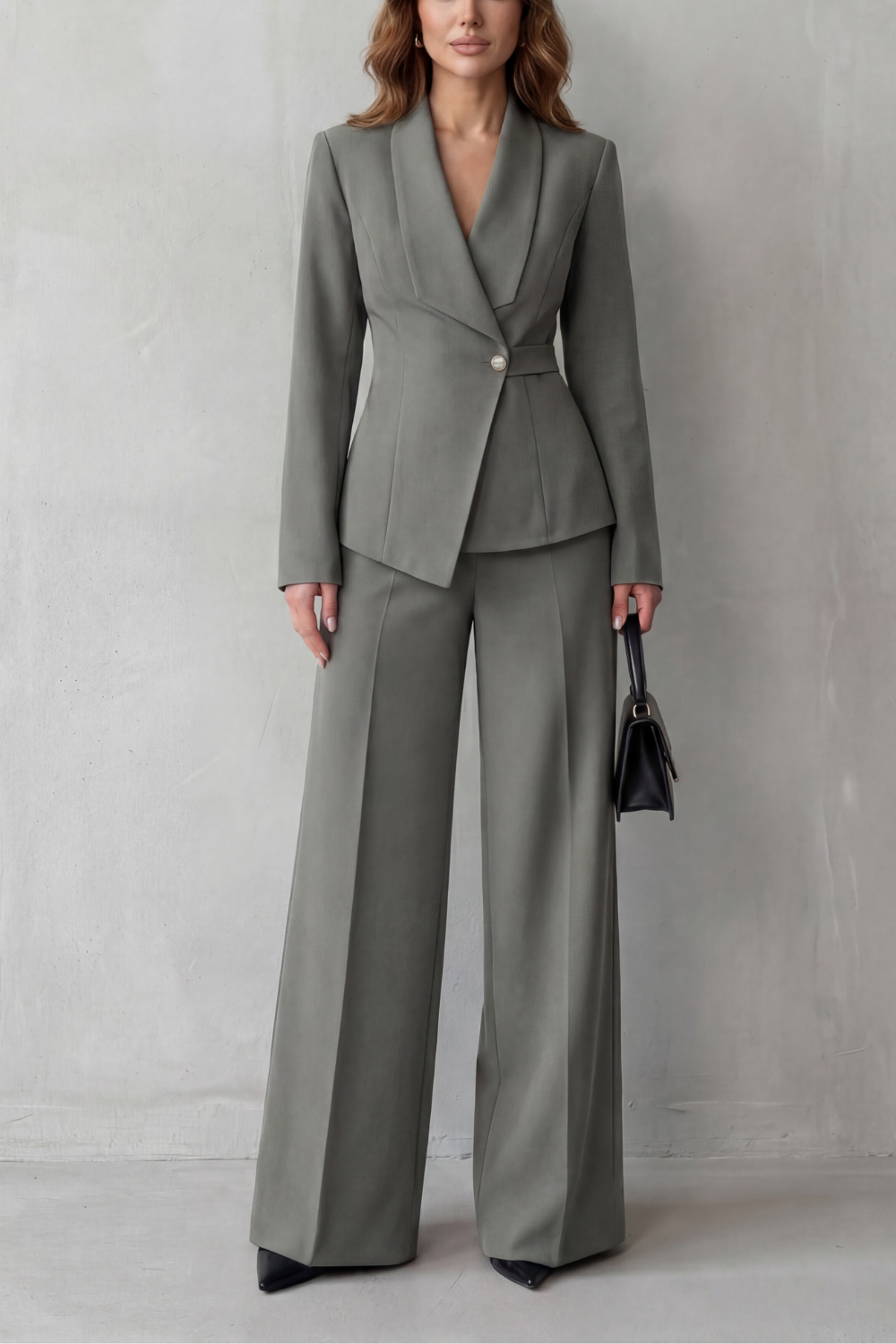 Tailored Blazer Wide Leg Trouser Suit Set Women