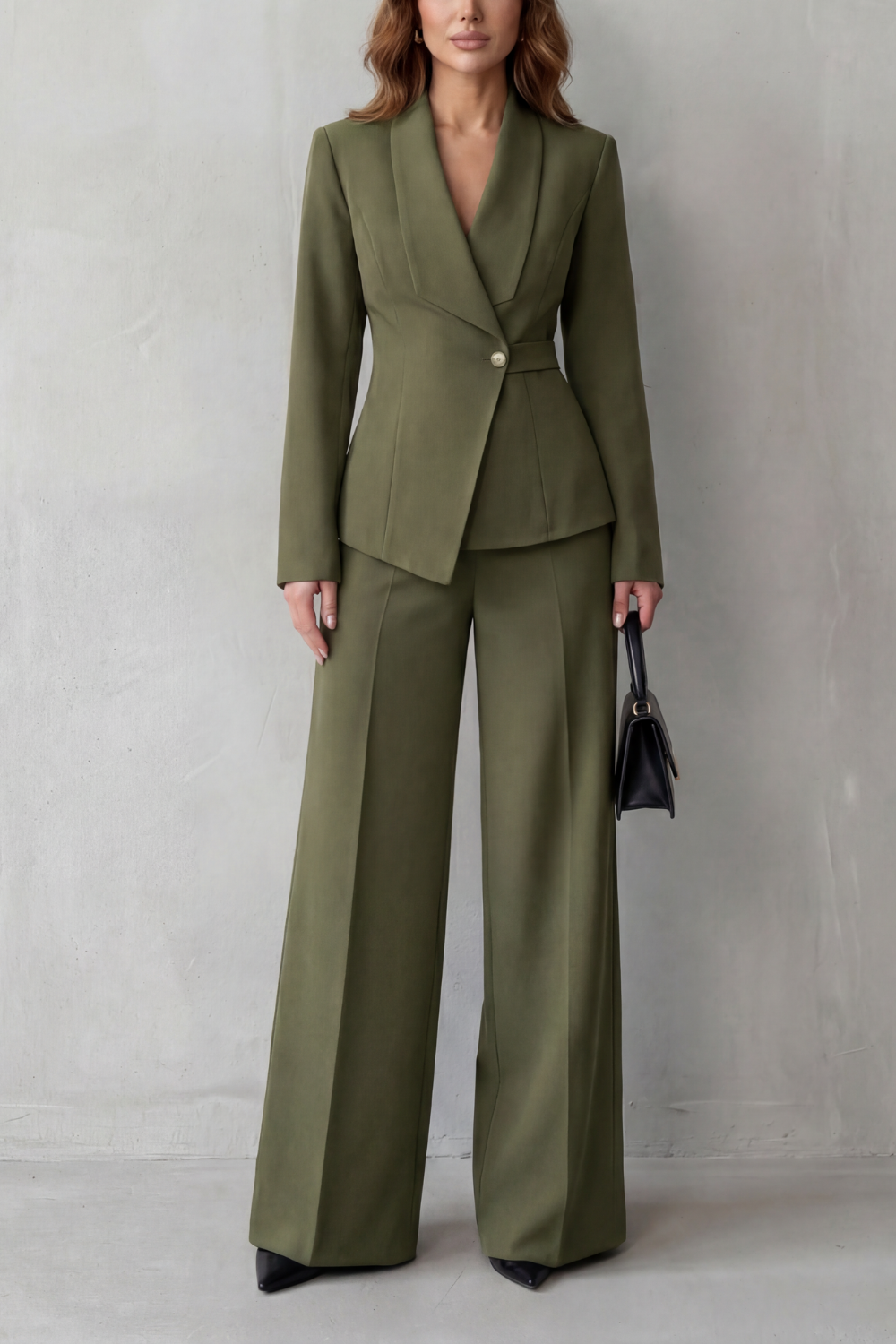 Tailored Blazer Wide Leg Trouser Suit Set Women