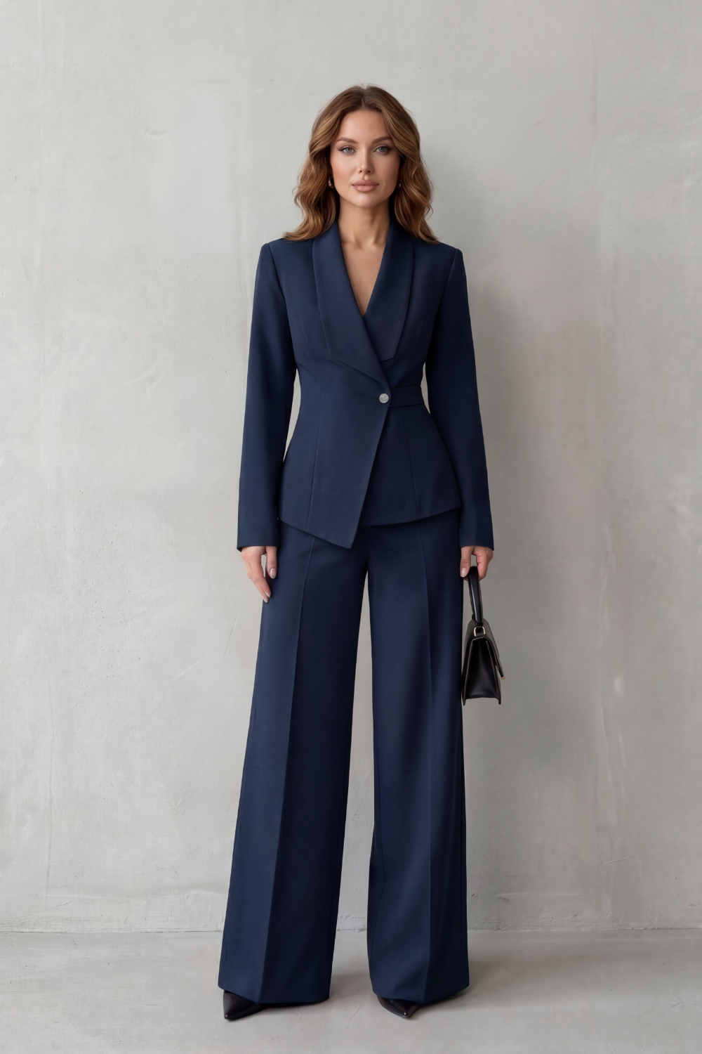 Tailored Blazer Wide Leg Trouser Suit Set Women