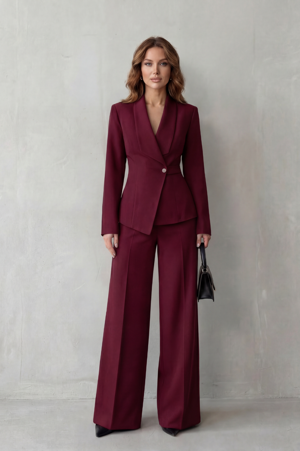 Tailored Blazer Wide Leg Trouser Suit Set Women