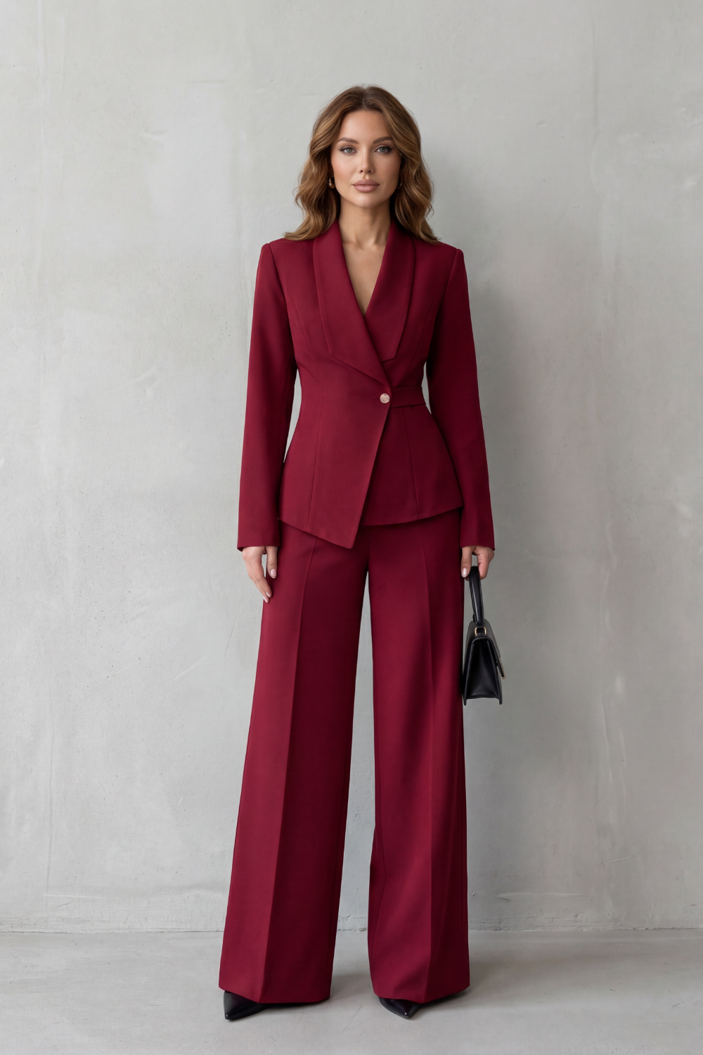 Tailored Blazer Wide Leg Trouser Suit Set Women