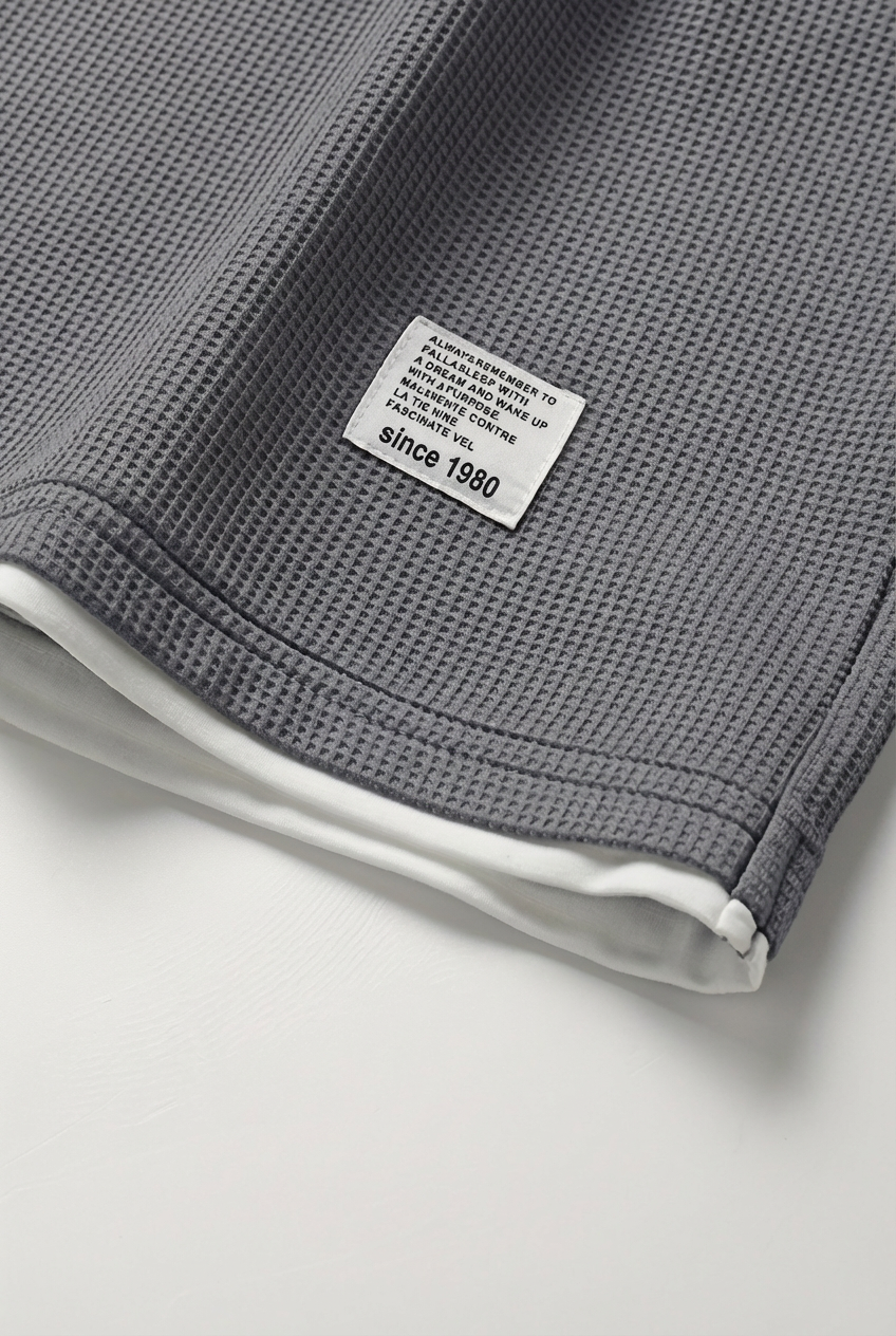 Men’s Waffle Knit Style Lounge Two Piece – Comfortable Casual T-Shirt and Shorts Set