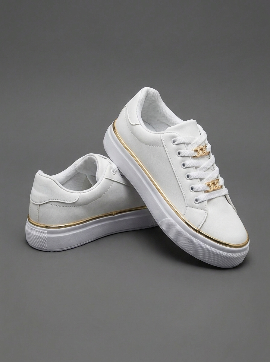 Chain Detail Flatform Casual Walking Trainers Women