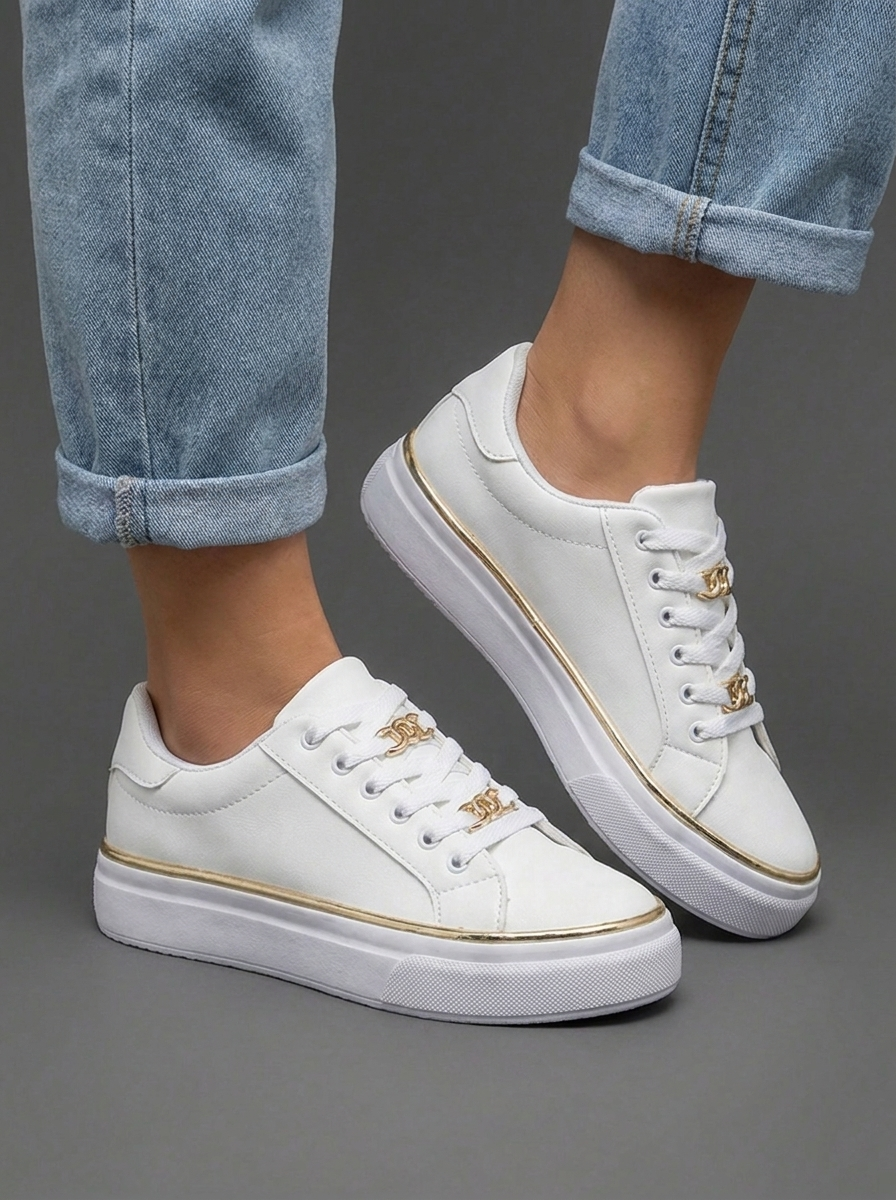 Chain Detail Flatform Casual Walking Trainers Women