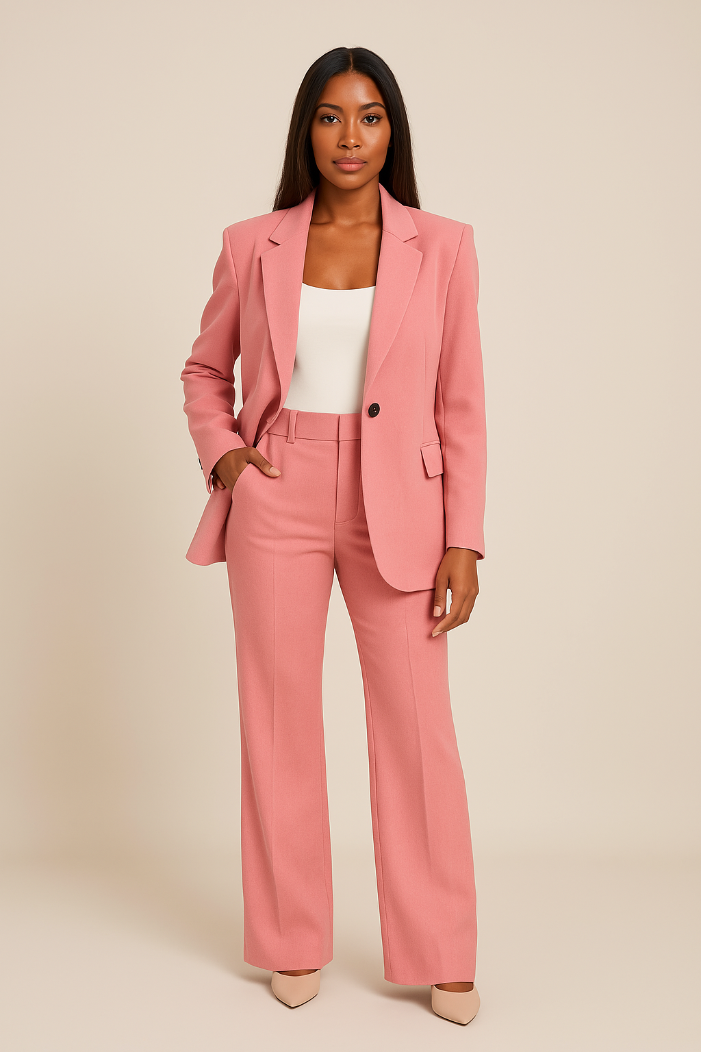 Women’s Tailored Blazer and Trousers Set – Smart Formal Two-Piece Suit