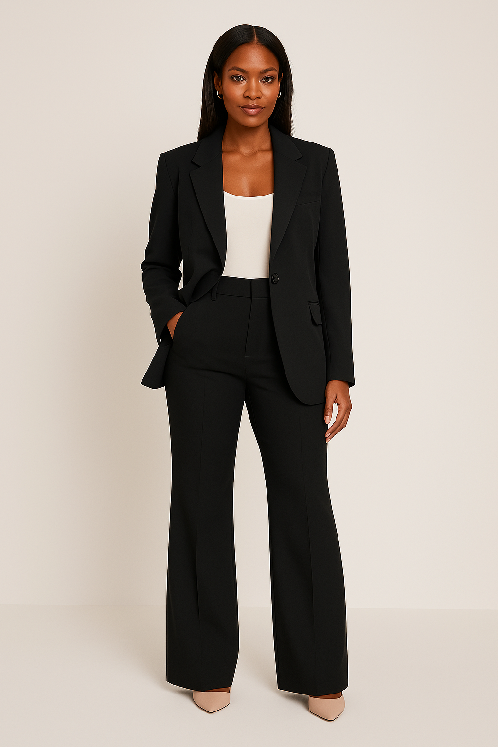 Women’s Tailored Blazer and Trousers Set – Smart Formal Two-Piece Suit