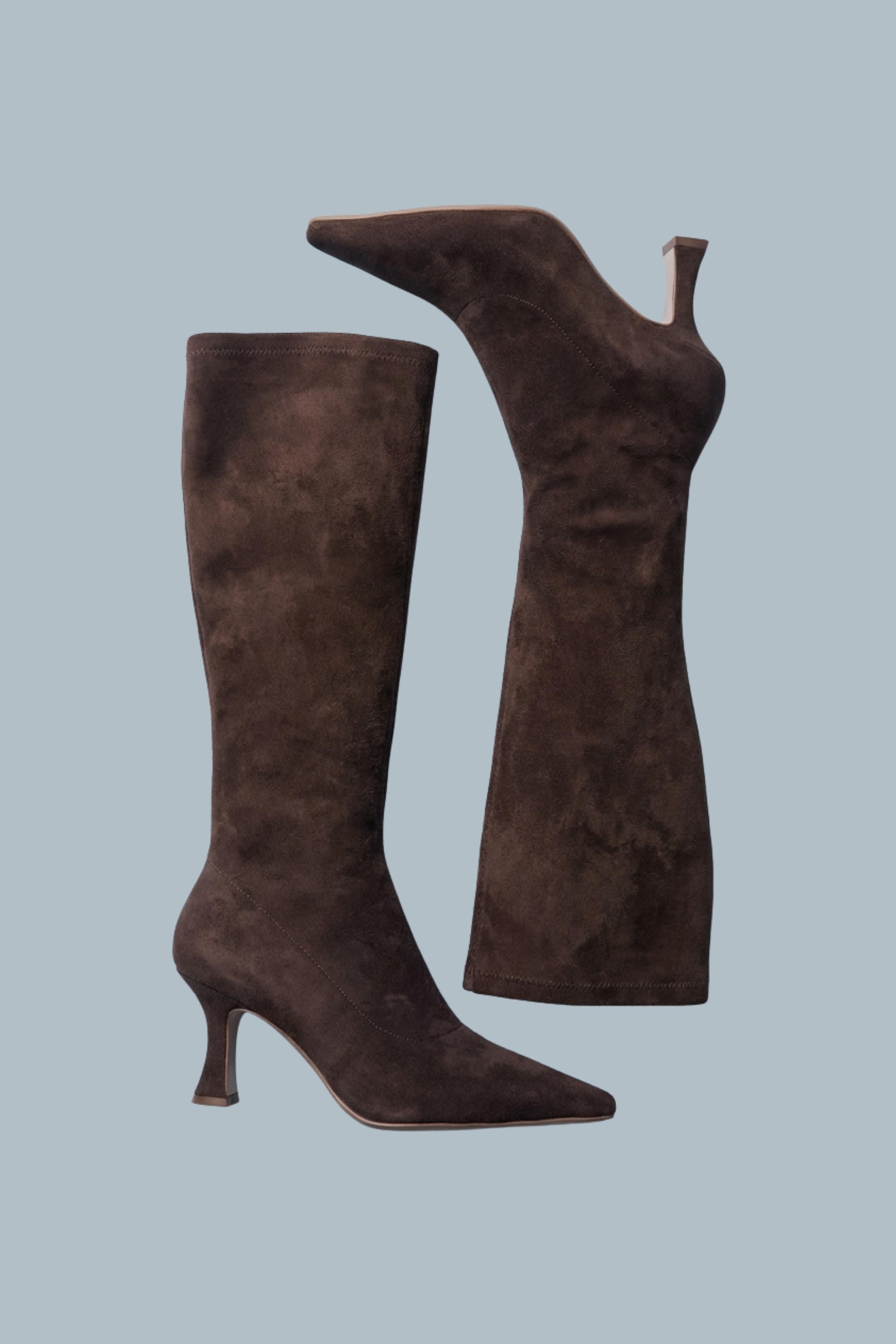 Women’s Suede Style Thigh-High Heeled Boots Over-the-Knee Boots