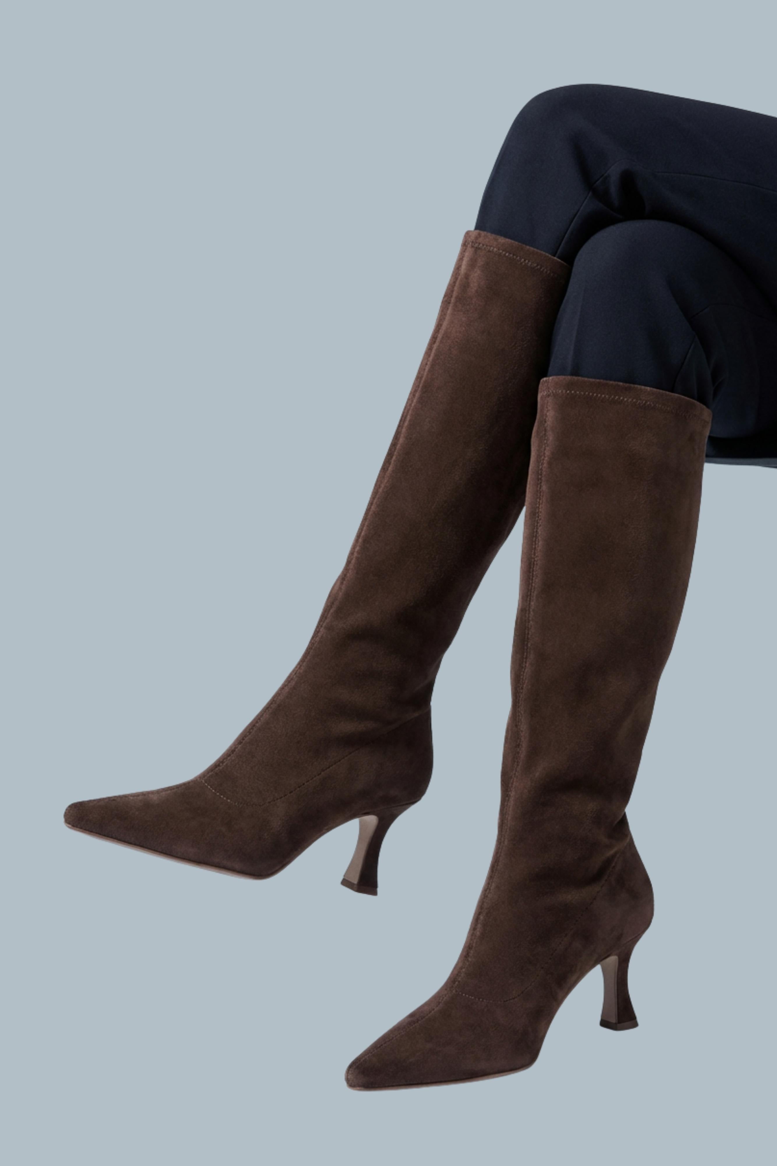 Women’s Suede Style Thigh-High Heeled Boots Over-the-Knee Boots