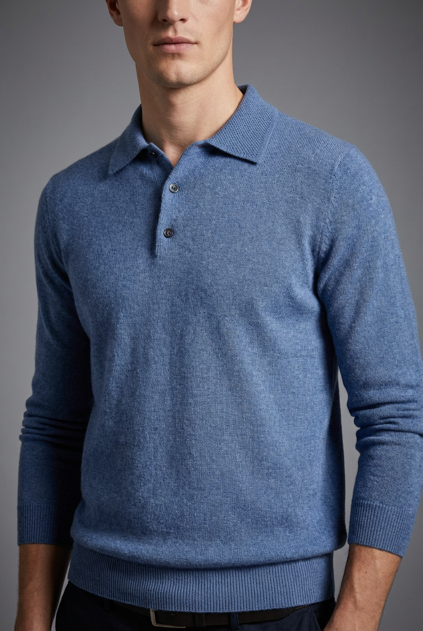 Men’s Merino Wool Style Polo Knit Jumper
