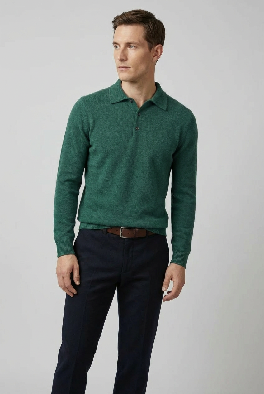 Men’s Merino Wool Style Polo Knit Jumper