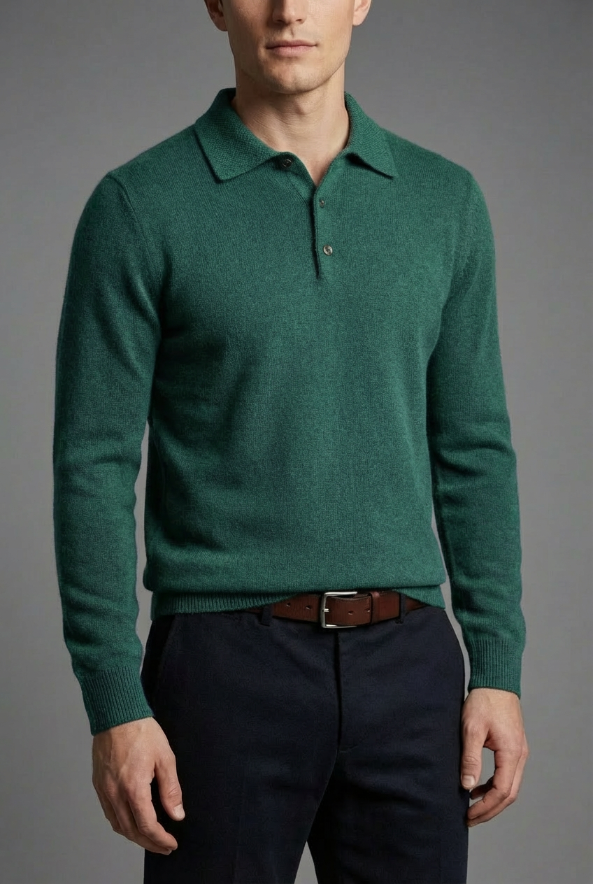 Men’s Merino Wool Style Polo Knit Jumper