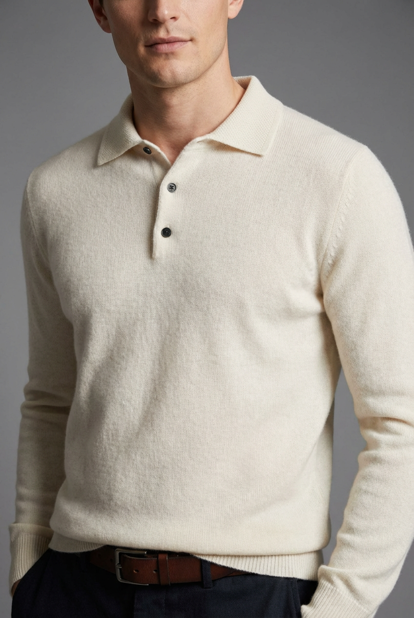 Men’s Merino Wool Style Polo Knit Jumper