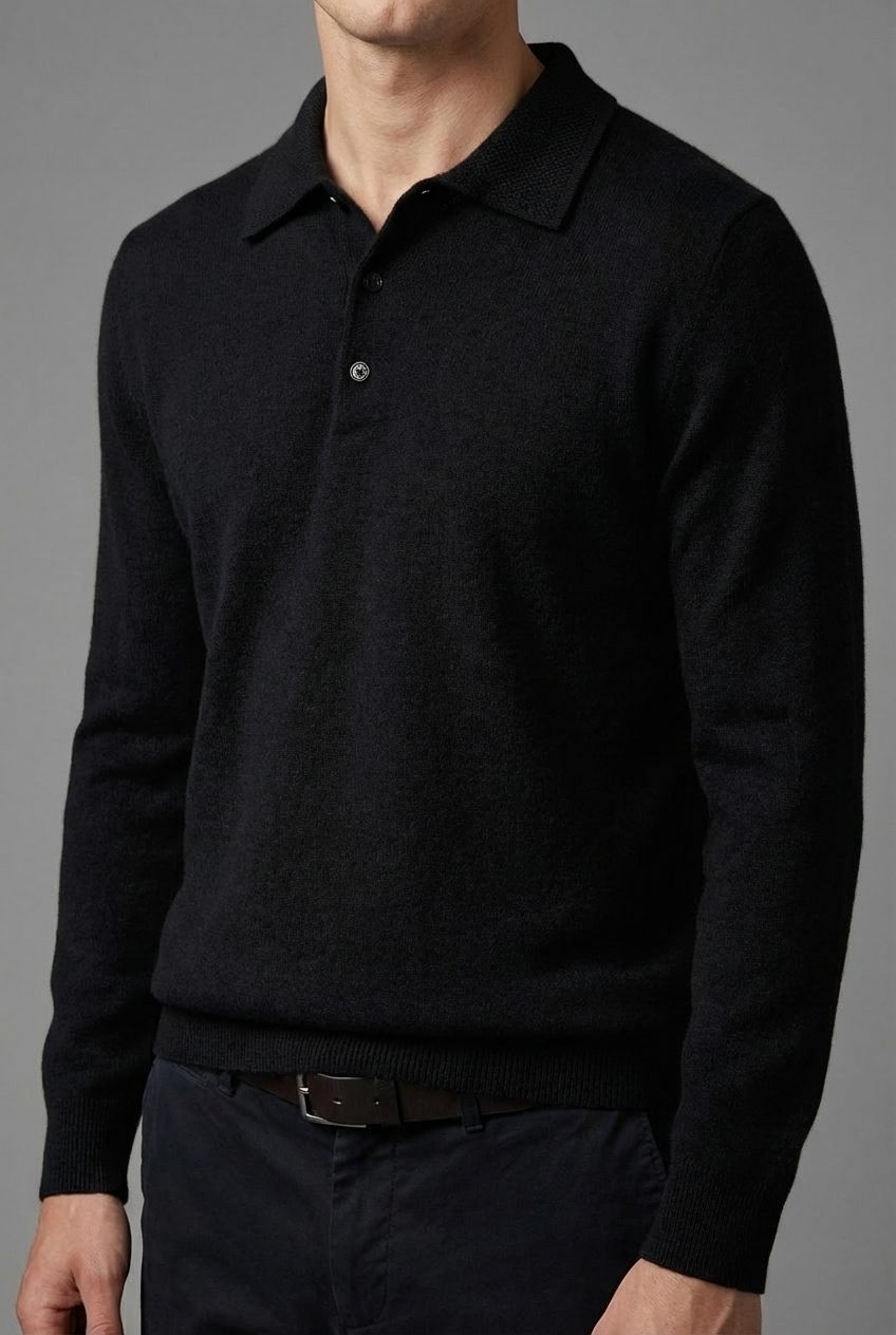 Men’s Merino Wool Style Polo Knit Jumper
