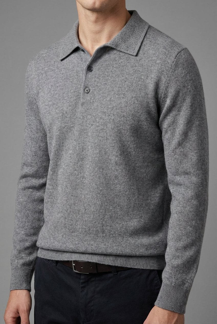 Men’s Merino Wool Style Polo Knit Jumper