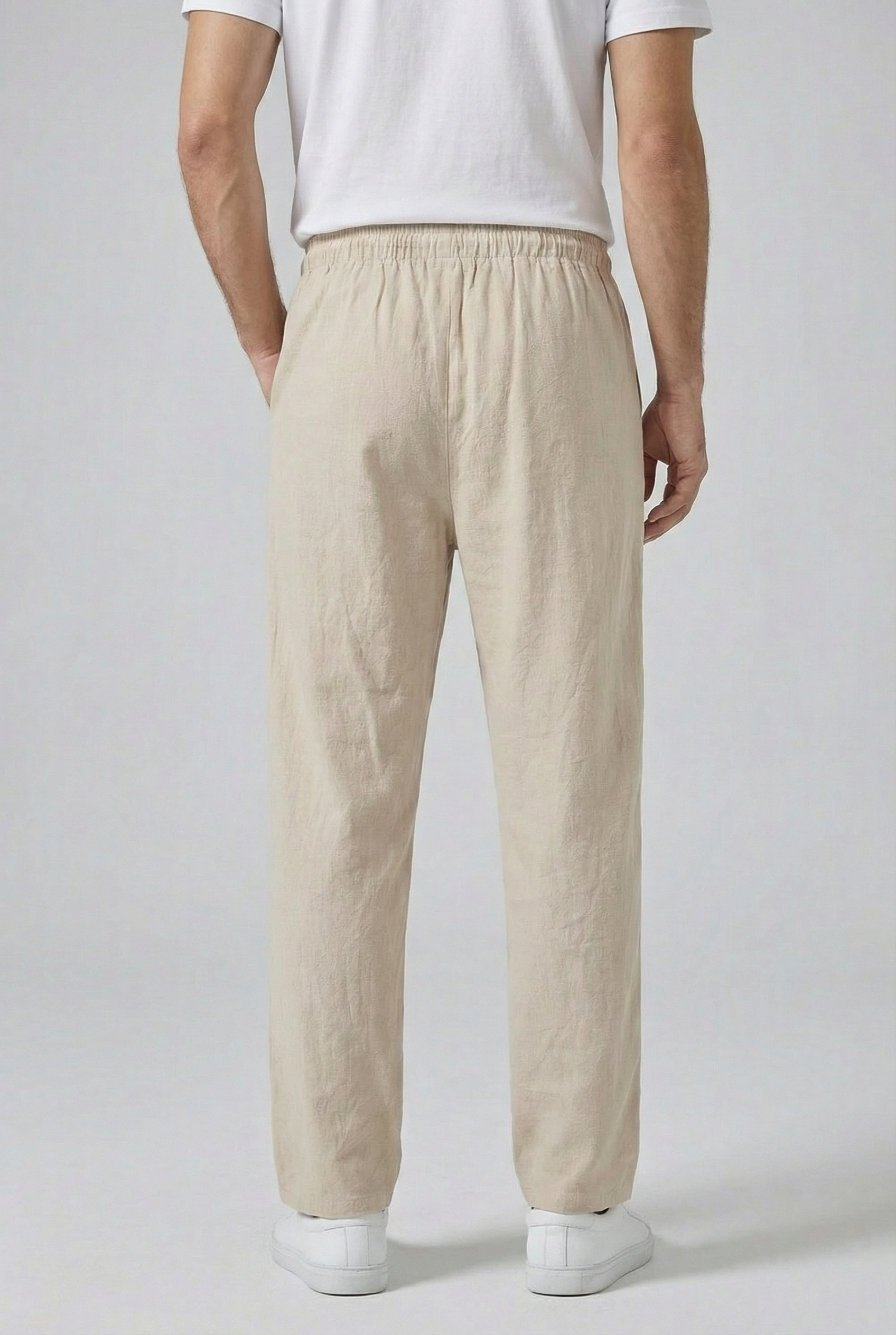 Men’s Linen Style Drawstring Trousers with a Relaxed Tailored Fit