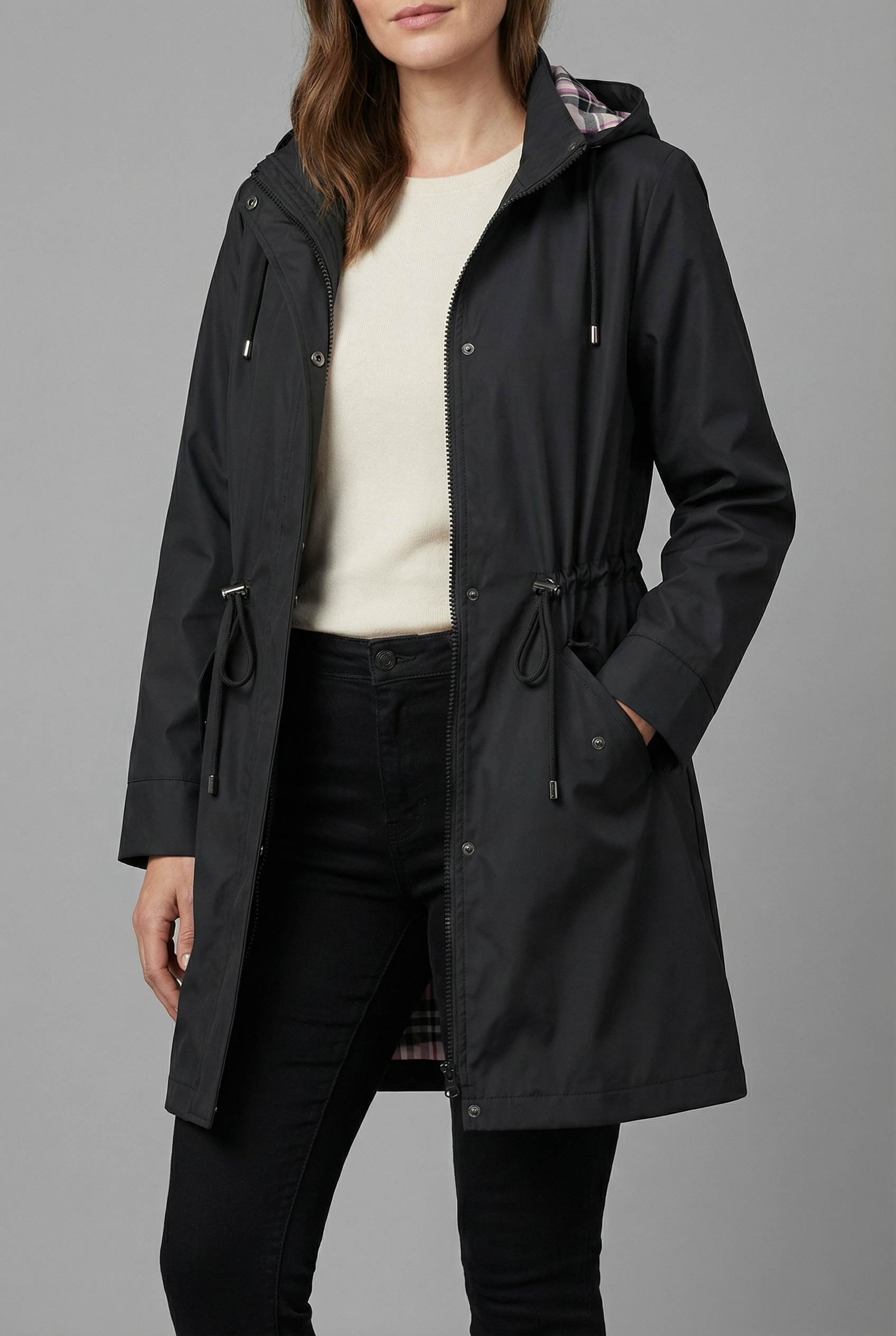 Women’s Hooded Zip-Up Trench Coat