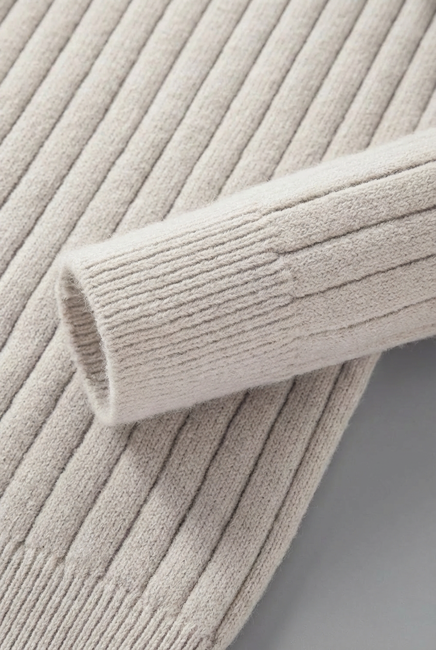 Men’s Half Zip Ribbed Sweater – High Collar Knit Jumper